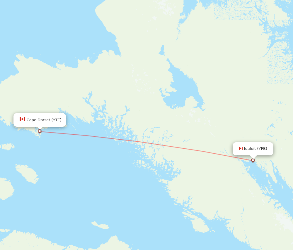 Iqaluit - Cape Dorset route map and flight paths