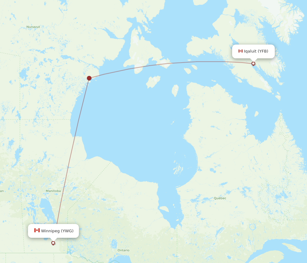 YFB to YWG flights and routes map