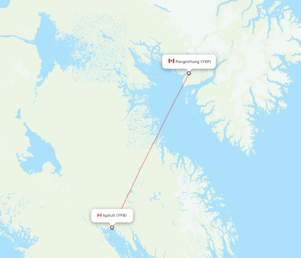 Iqaluit - Pangnirtung route map and flight paths