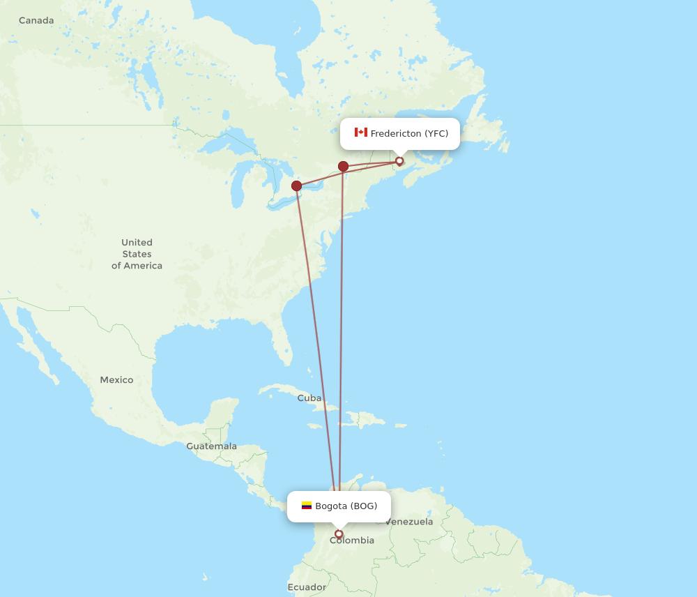 YFC-BOG flight routes