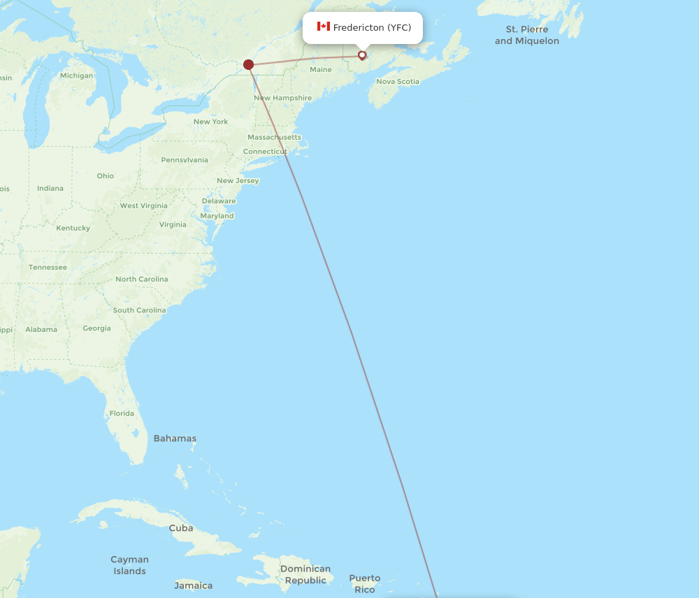 YFC-FDF flight routes
