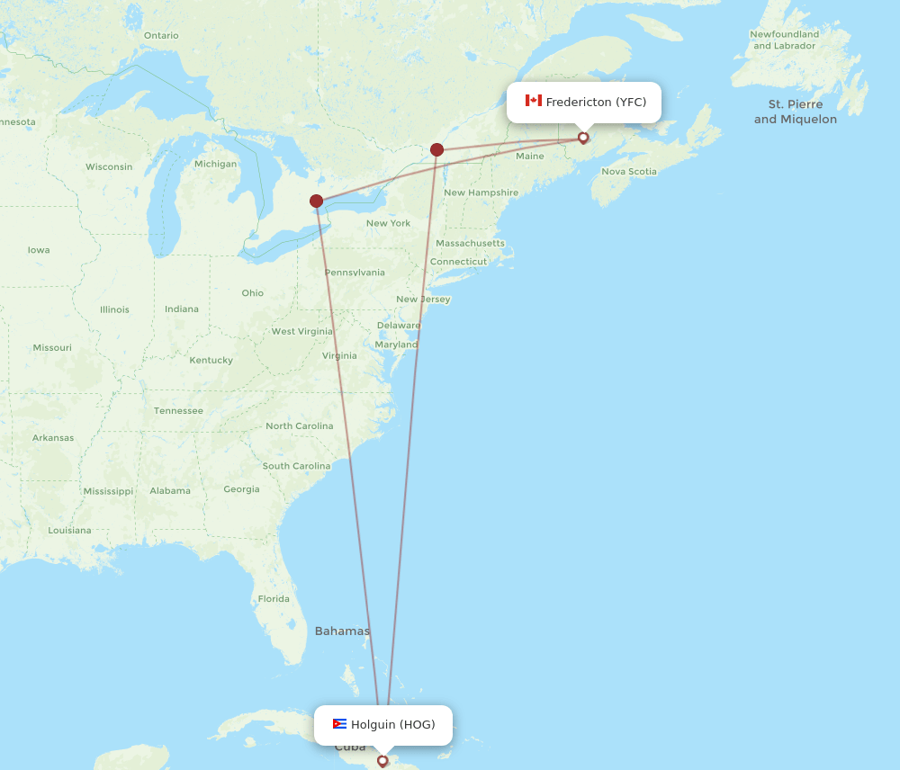 YFC-HOG flight routes