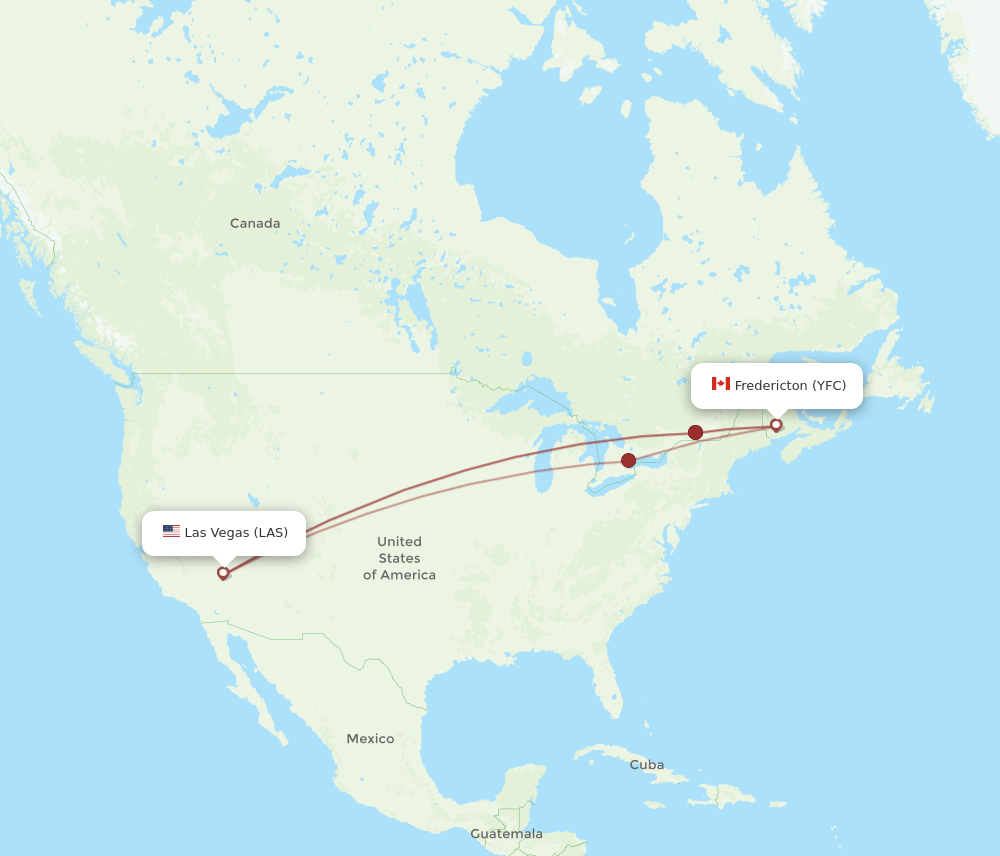 YFC to LAS flights and routes map