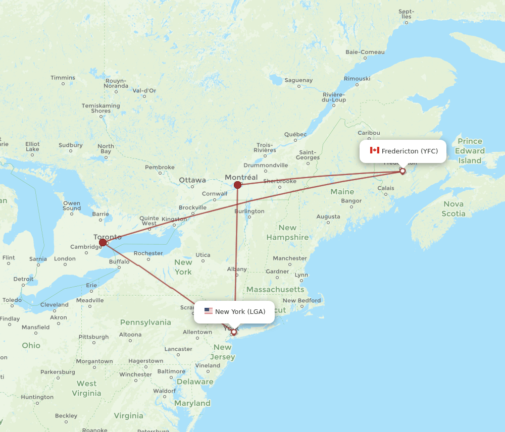 YFC-LGA flight routes