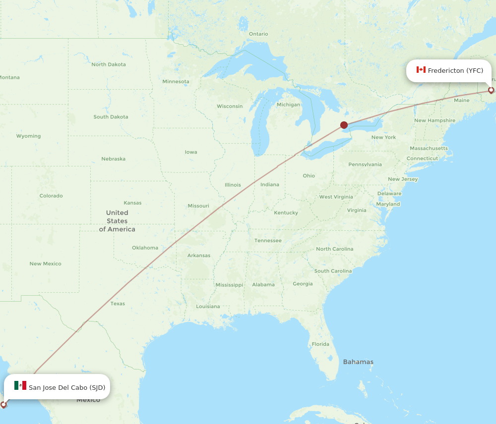 YFC to SJD flights and routes map