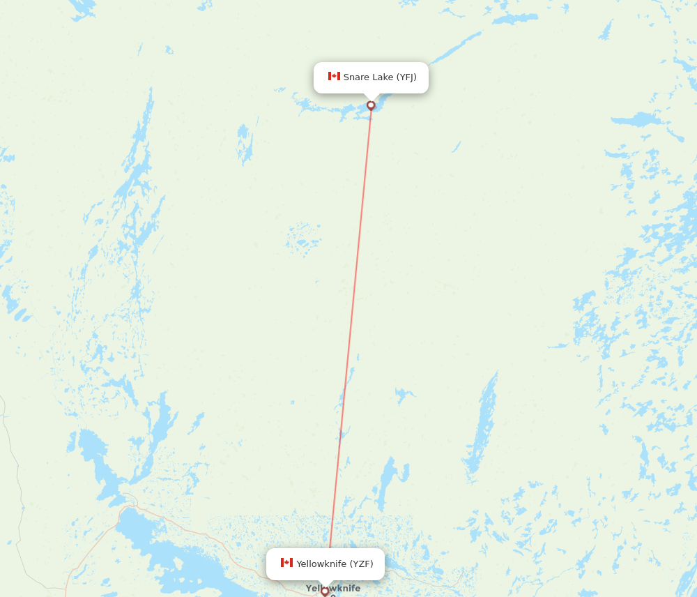 YFJ to YZF flights and routes map