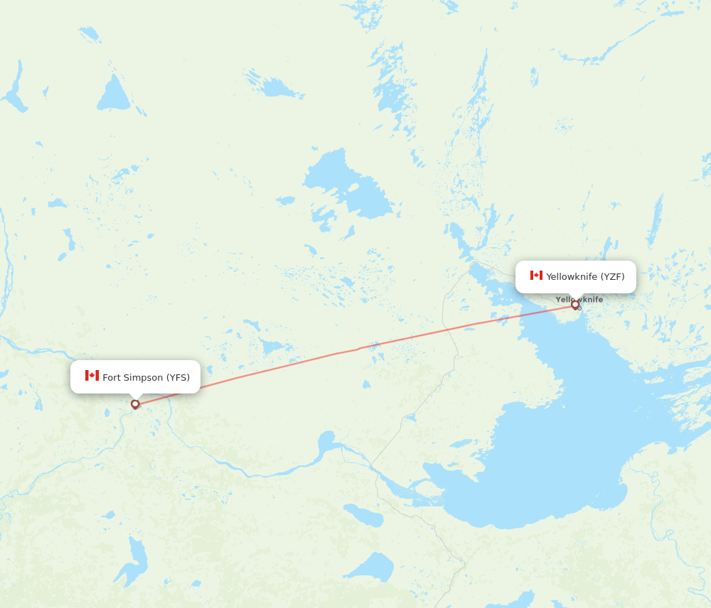 YFS to YZF flights and routes map