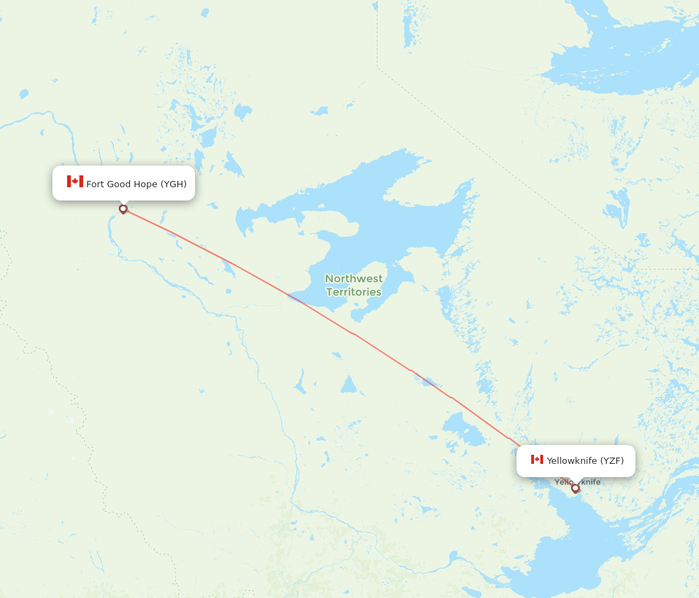 YGH to YZF flights and routes map