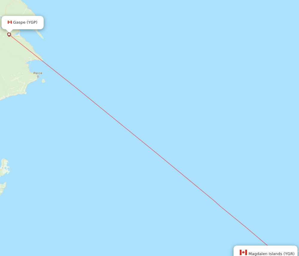 YGR to YGP flights and routes map