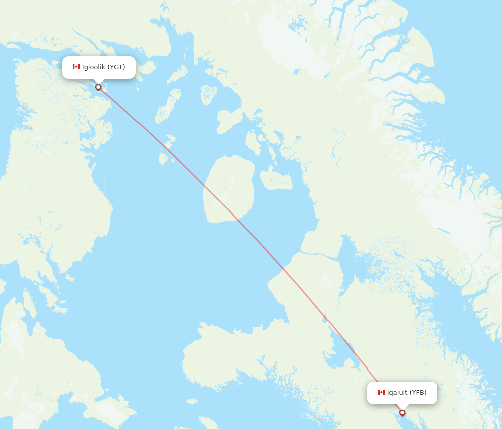Igloolik - Iqaluit route map and flight paths