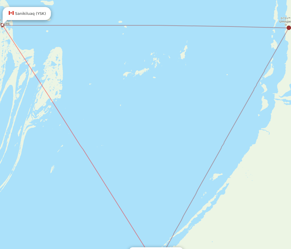 YGW to YSK flights and routes map