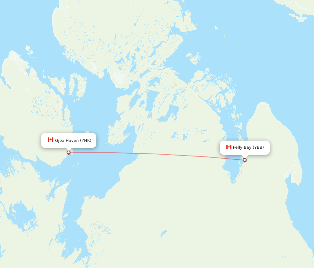 Gjoa Haven - Pelly Bay route map and flight paths