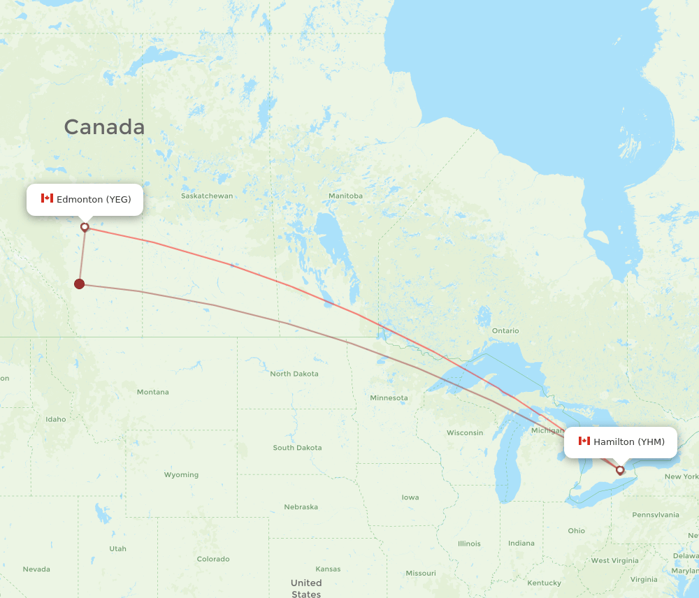 YHM-YEG flight routes