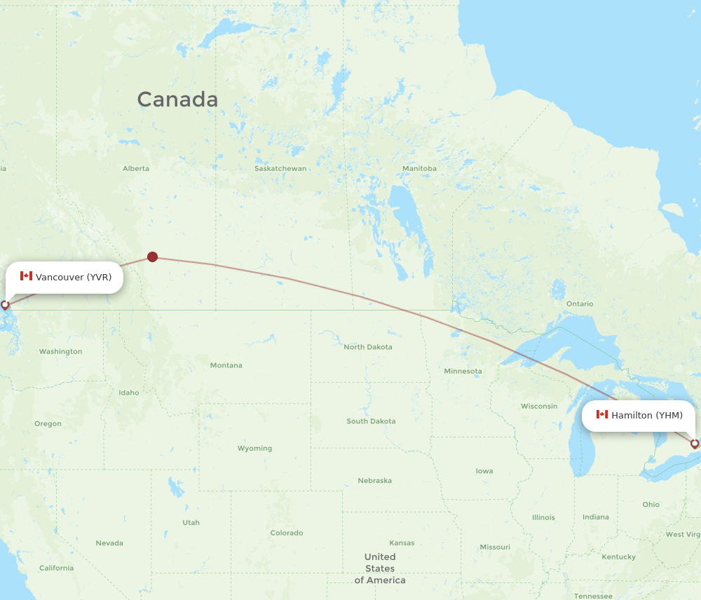 YHM to YVR flights and routes map