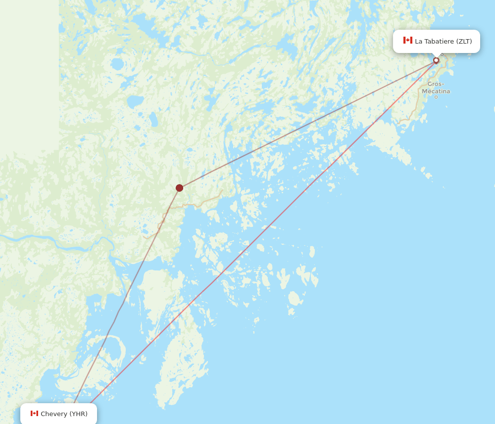 Chevery - La Tabatiere route map and flight paths