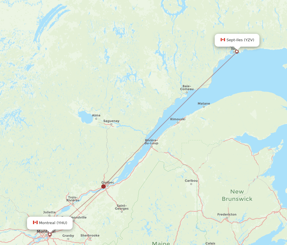 Sept-Iles - Montreal route map and flight paths