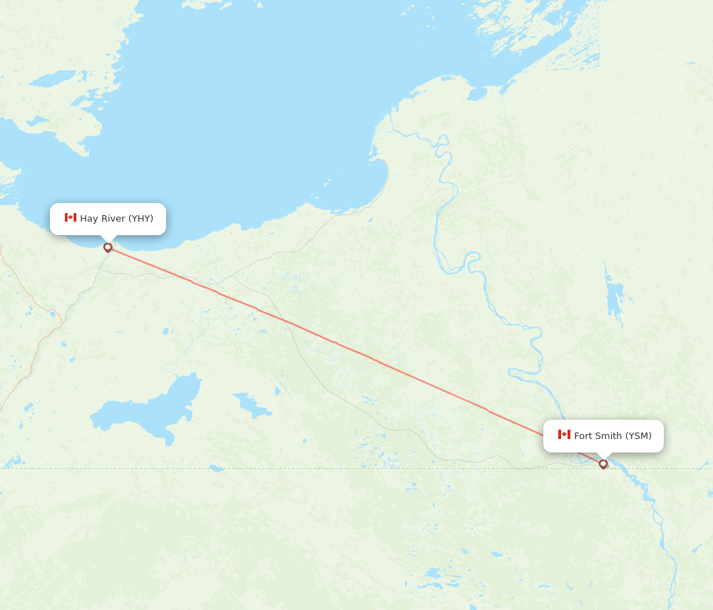 Hay River - Fort Smith route map and flight paths