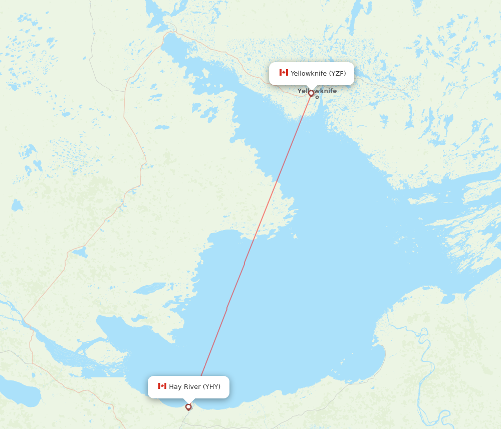 YHY to YZF flights and routes map