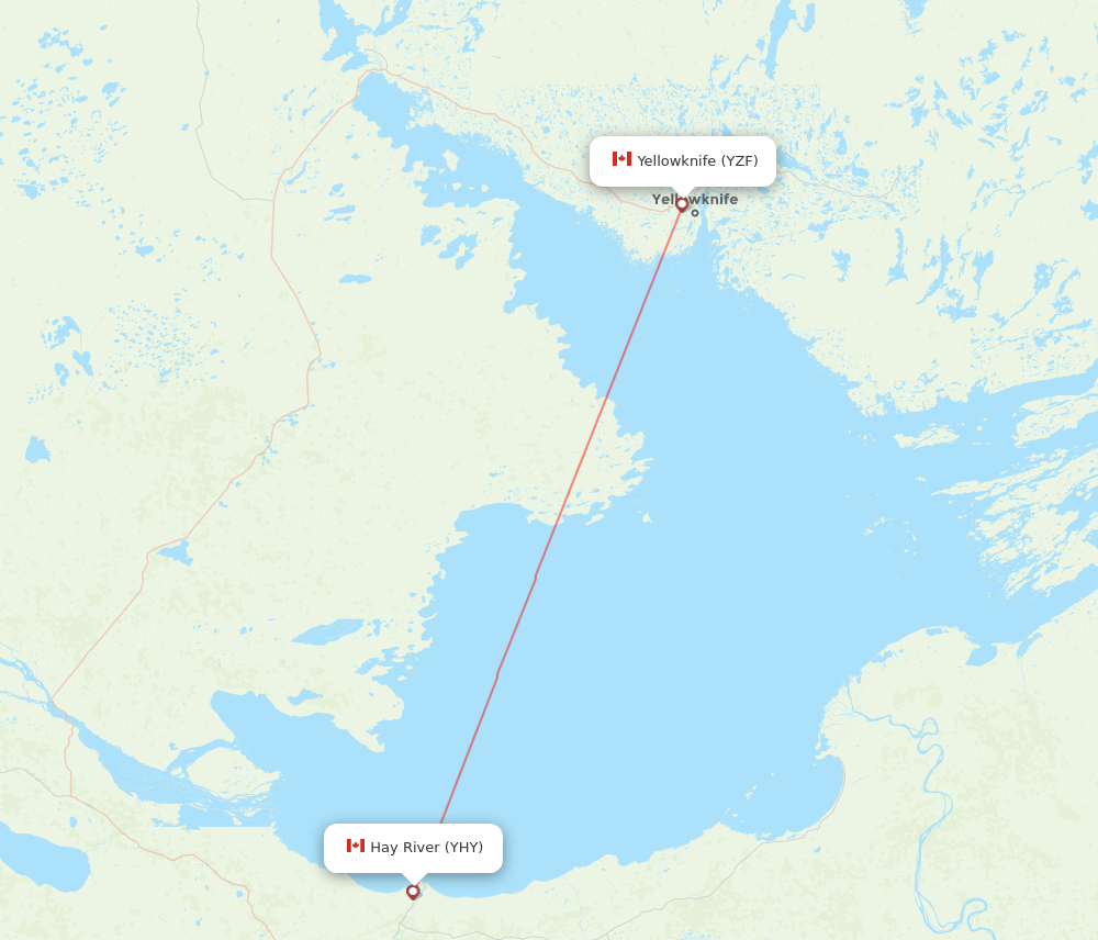 Hay River - Yellowknife route map and flight paths