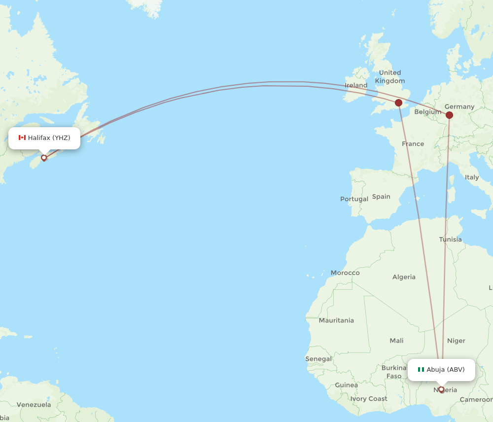 YHZ-ABV flight routes