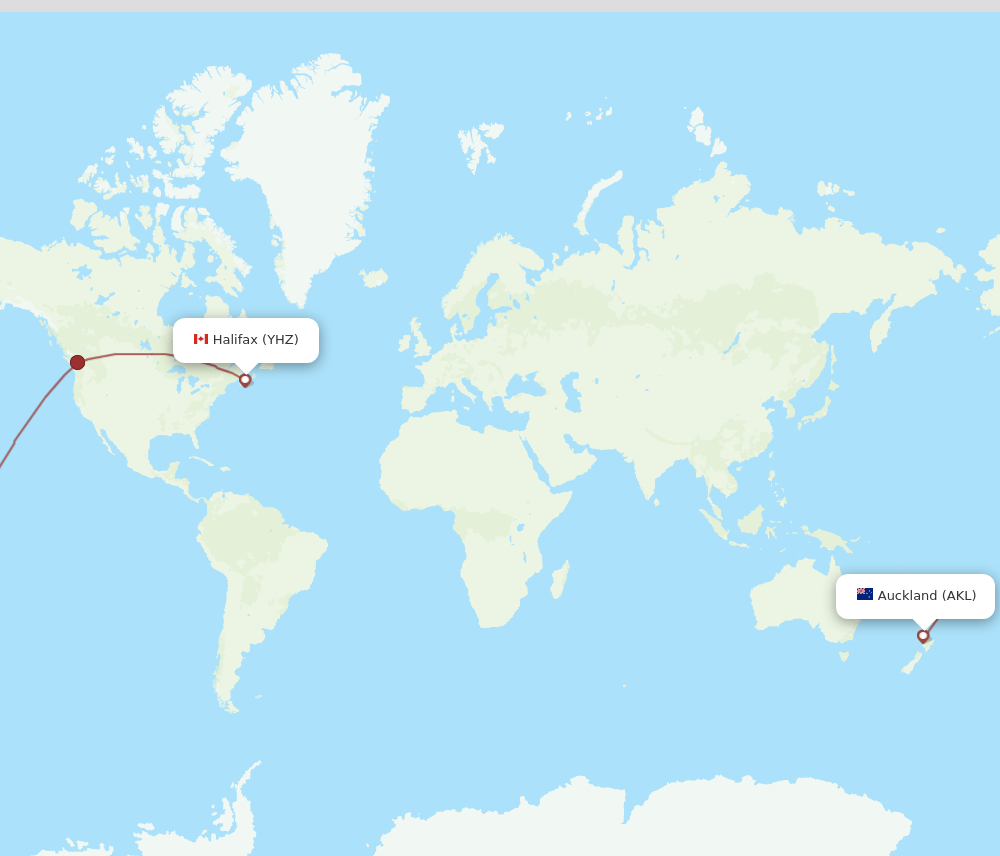 AKL to YHZ flights and routes map