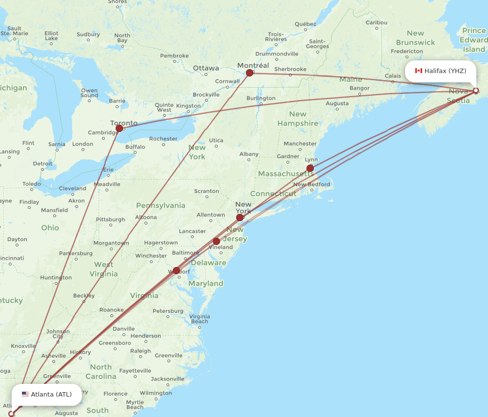 YHZ-ATL flight routes