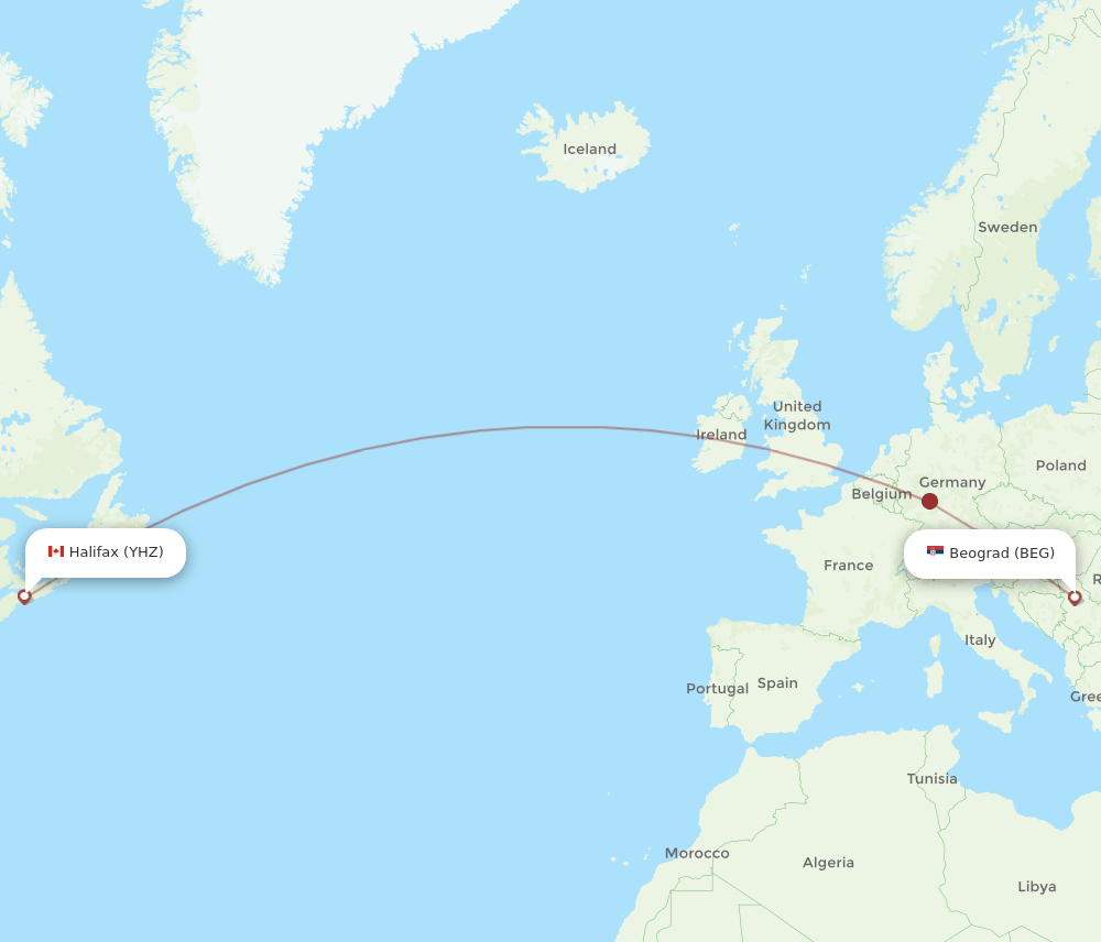 YHZ-BEG flight routes