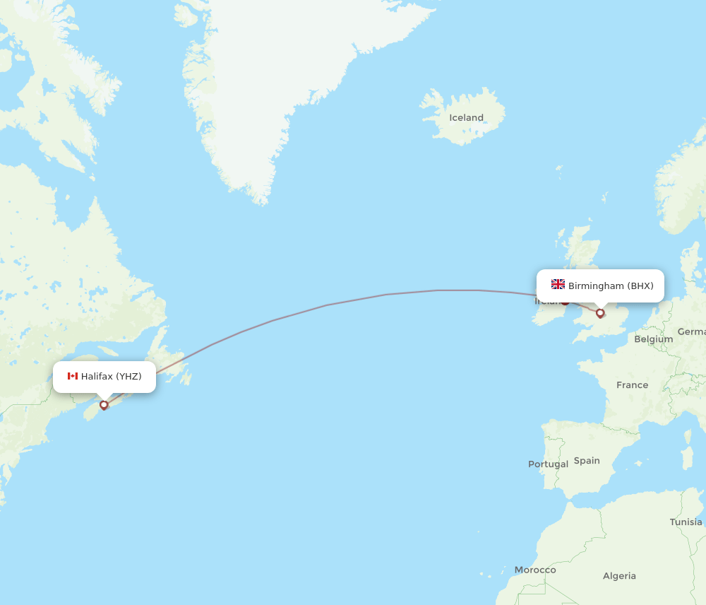YHZ-BHX flight routes