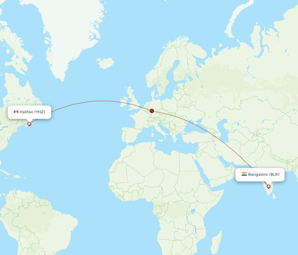 YHZ-BLR flight routes