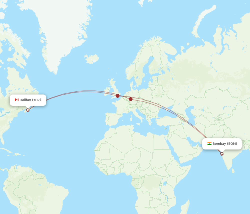 YHZ-BOM flight routes