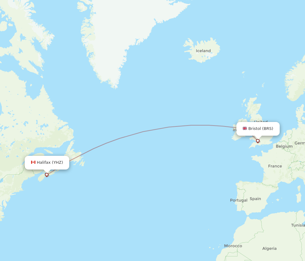 YHZ to BRS flights and routes map