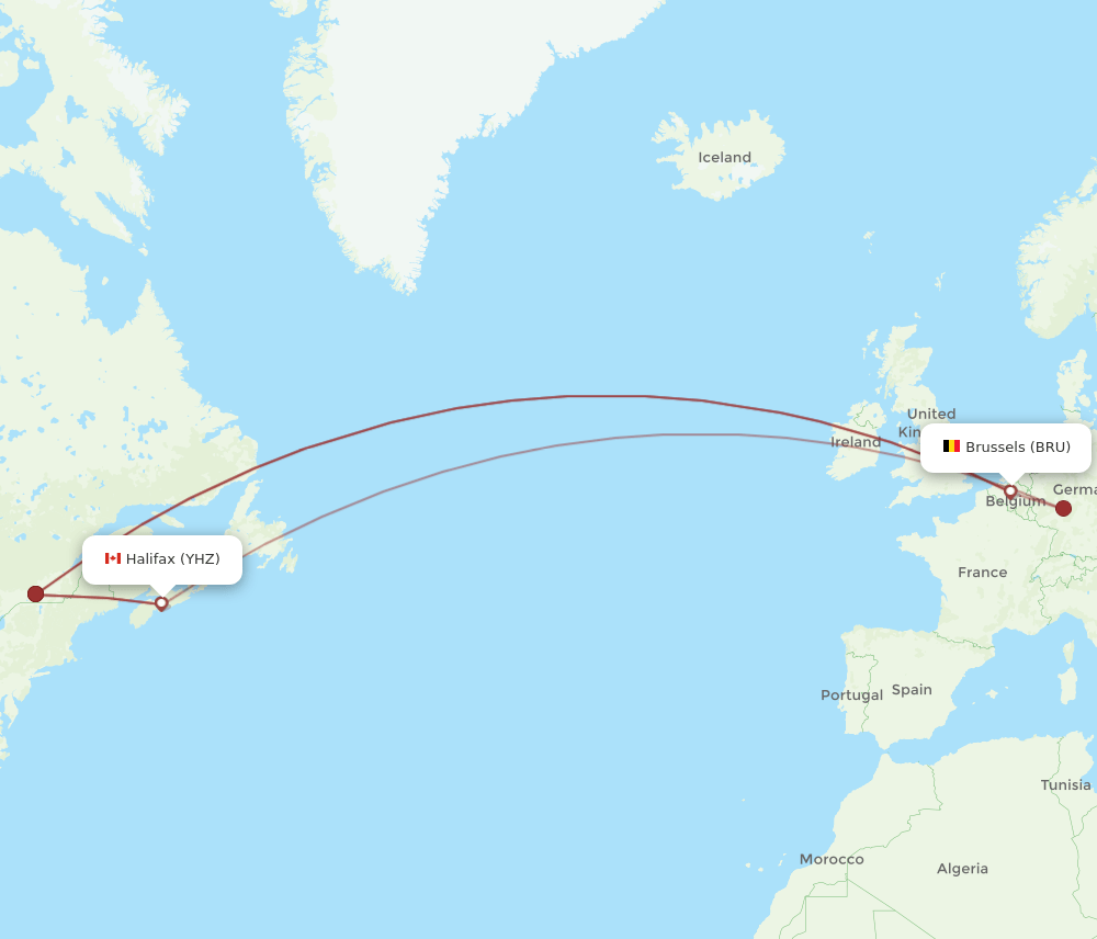 YHZ-BRU flight routes