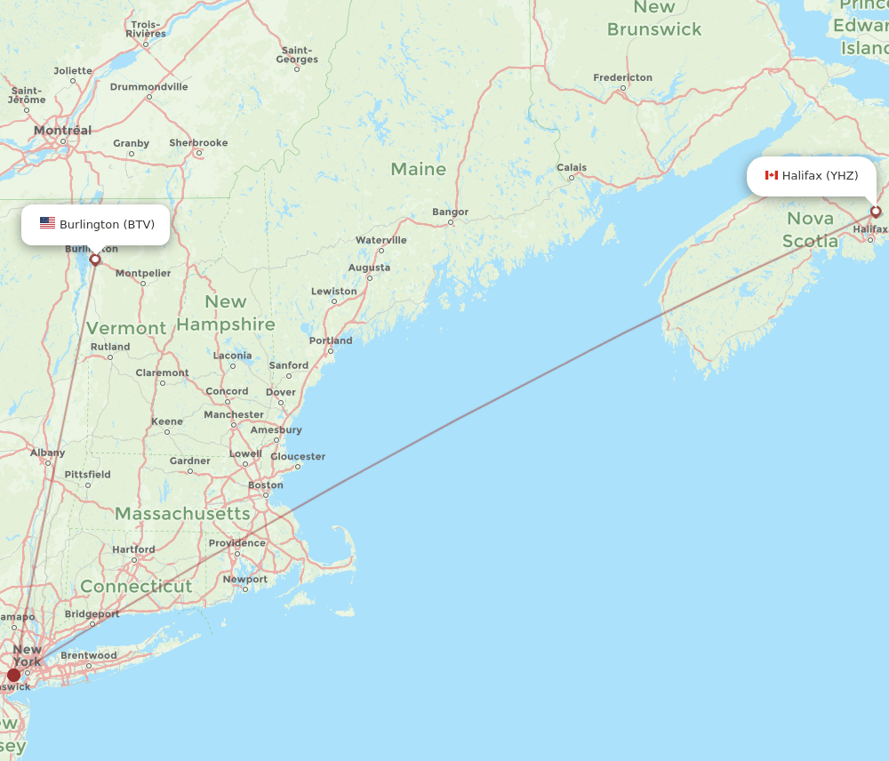YHZ-BTV flight routes