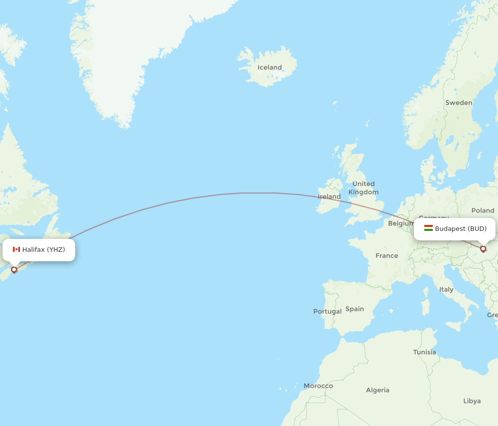 YHZ-BUD flight routes
