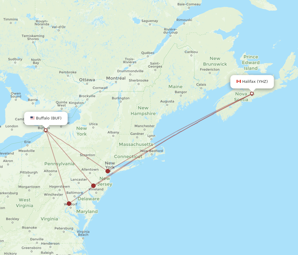 YHZ-BUF flight routes