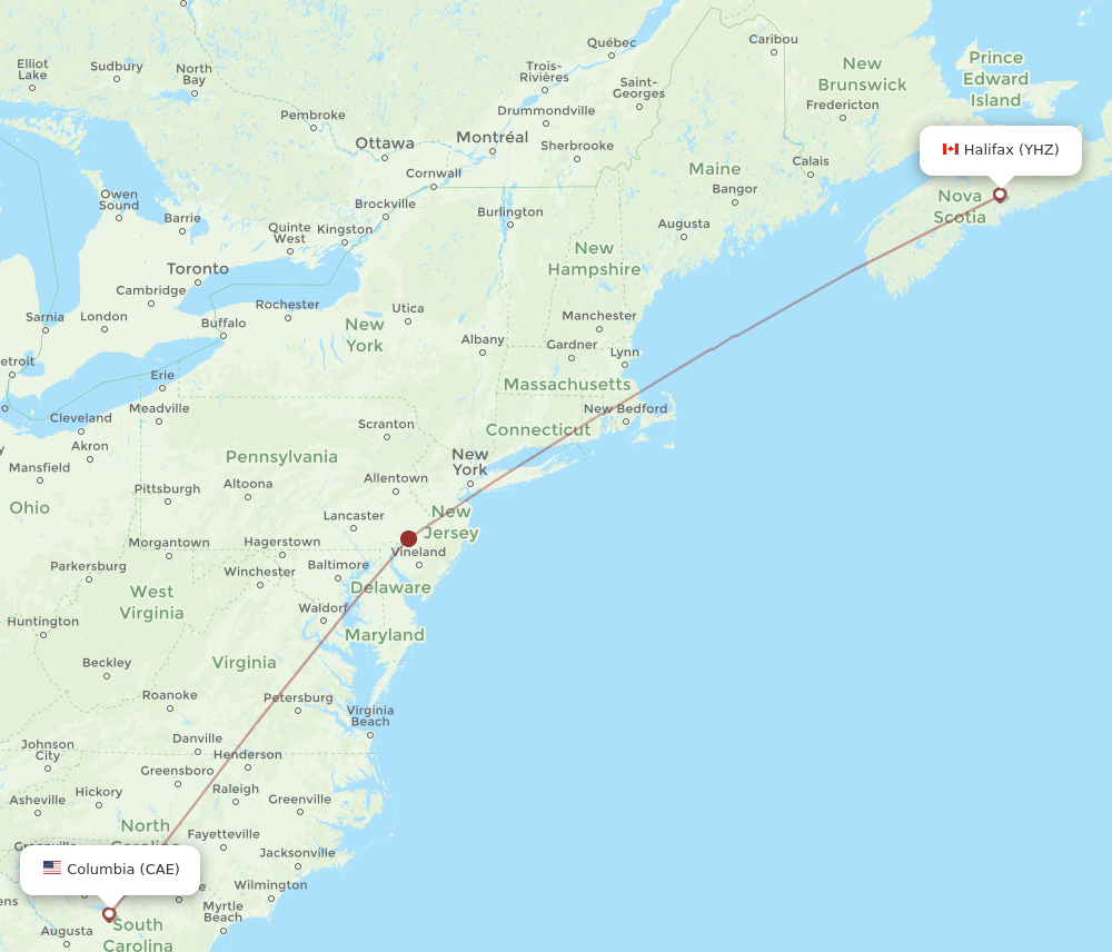 YHZ-CAE flight routes
