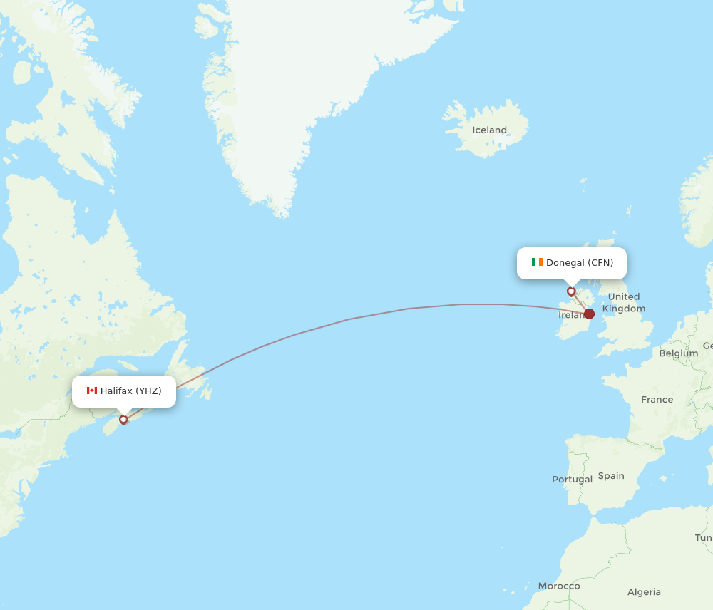 YHZ to CFN flights and routes map