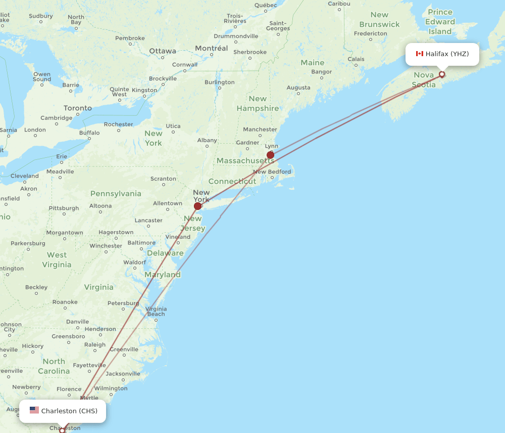 YHZ-CHS flight routes