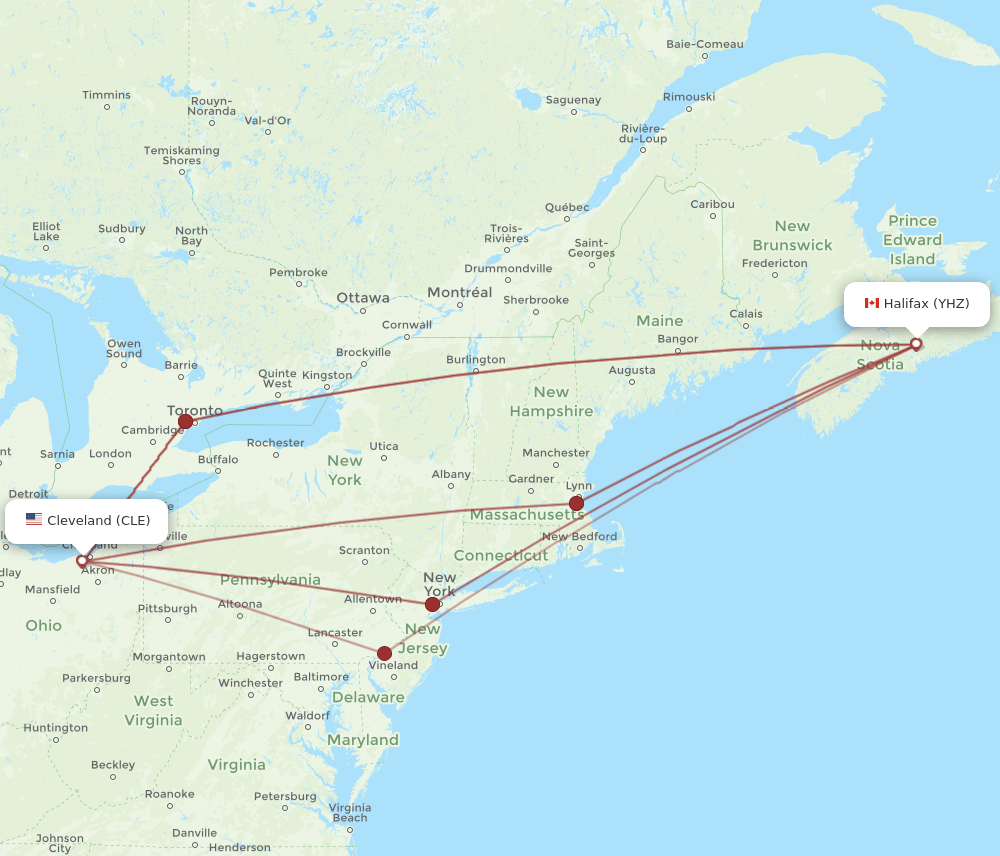 YHZ-CLE flight routes