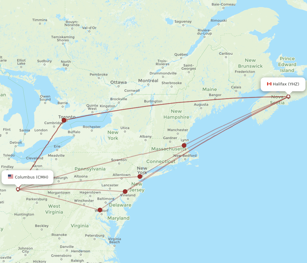YHZ-CMH flight routes