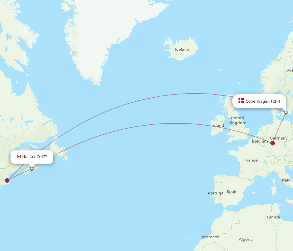 YHZ-CPH flight routes