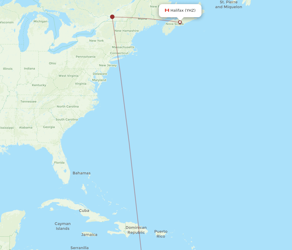 YHZ-CUR flight routes