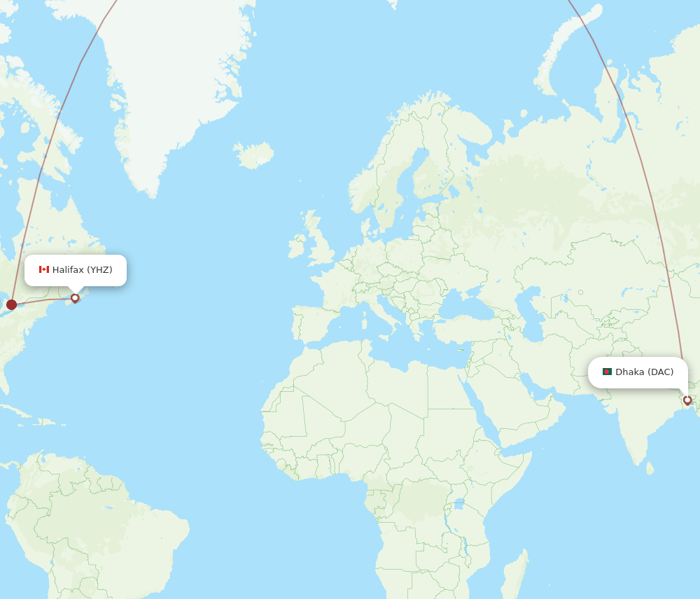 YHZ-DAC flight routes
