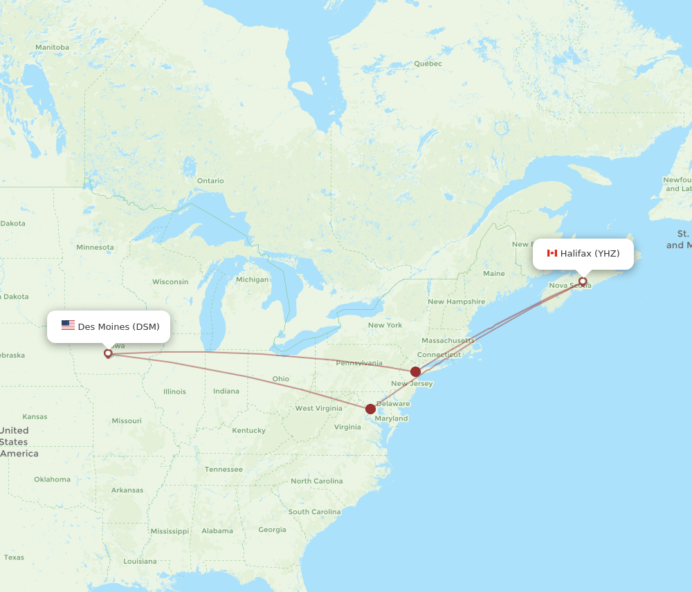 YHZ-DSM flight routes