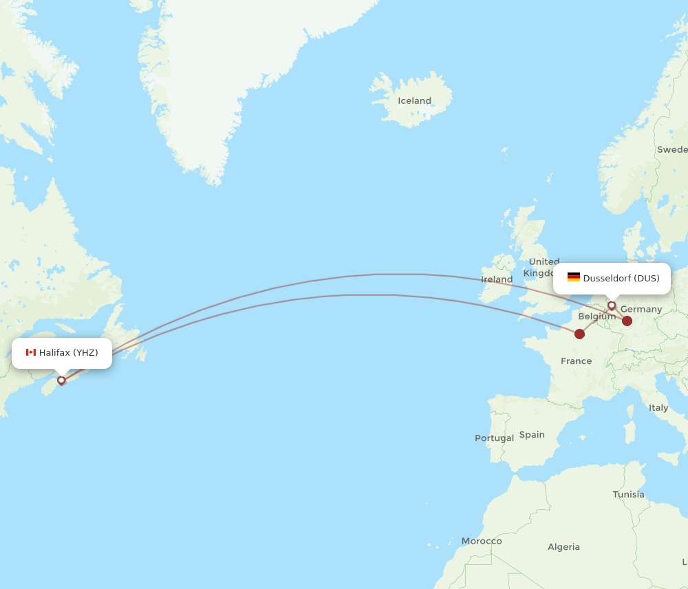 YHZ-DUS flight routes