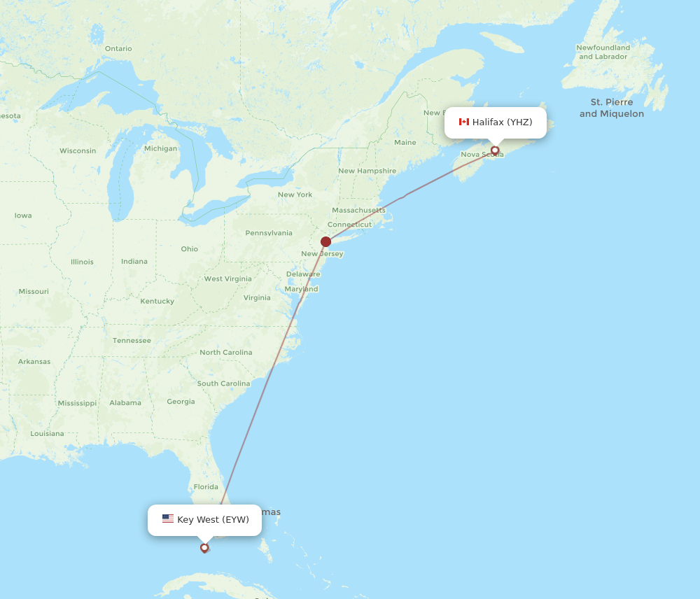 YHZ-EYW flight routes