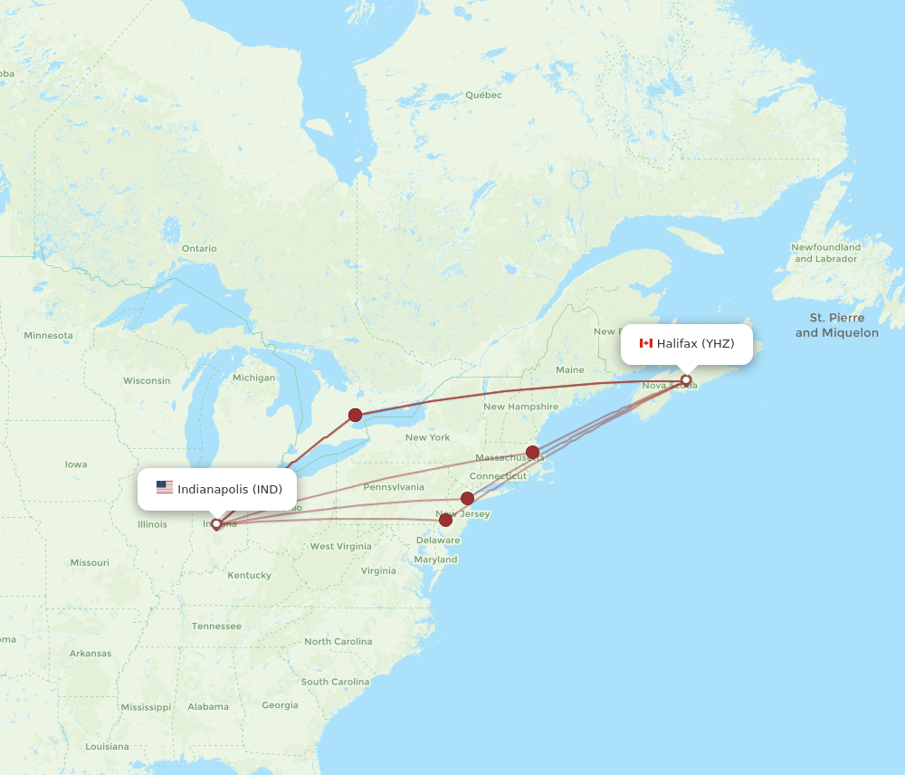 YHZ-IND flight routes