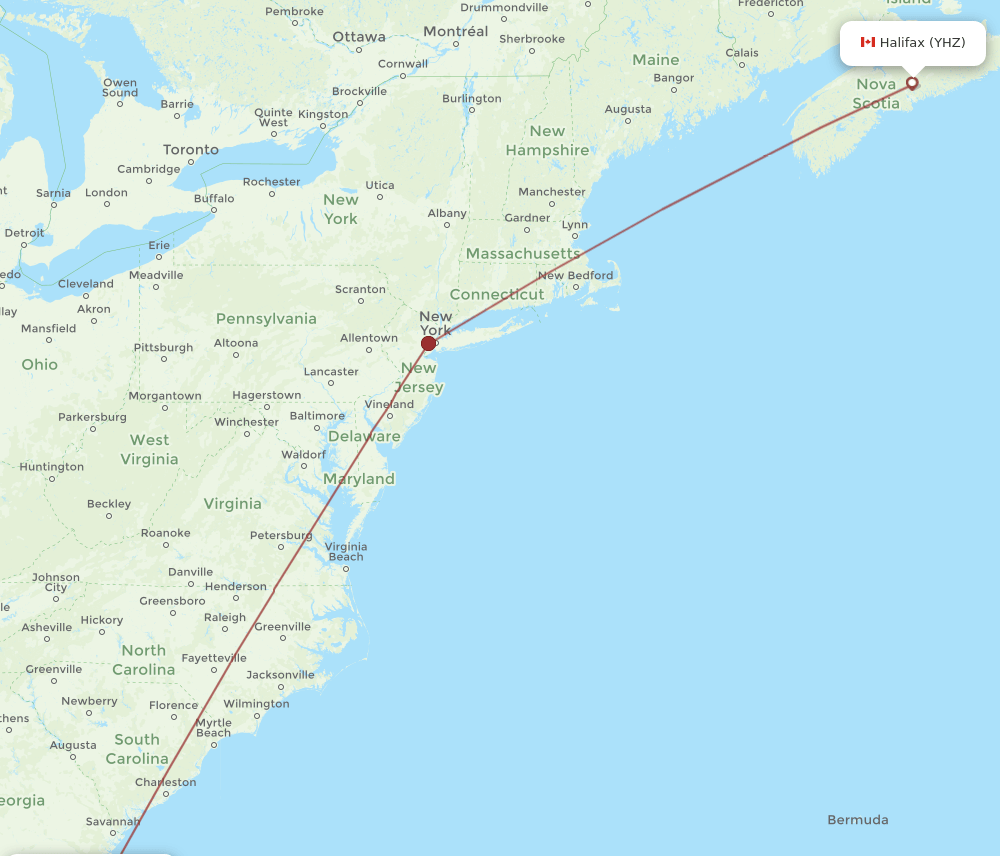 YHZ-JAX flight routes