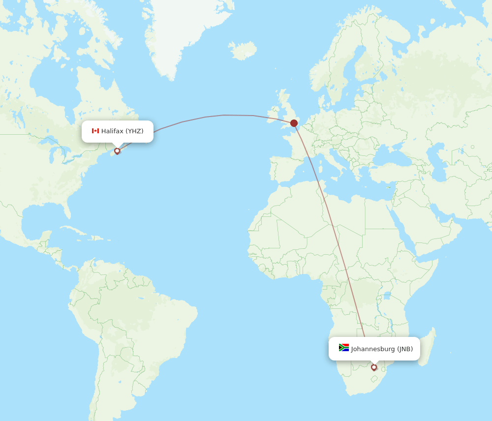 YHZ-JNB flight routes