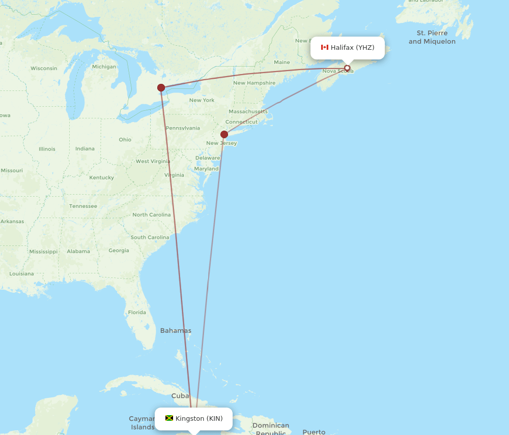 YHZ-KIN flight routes
